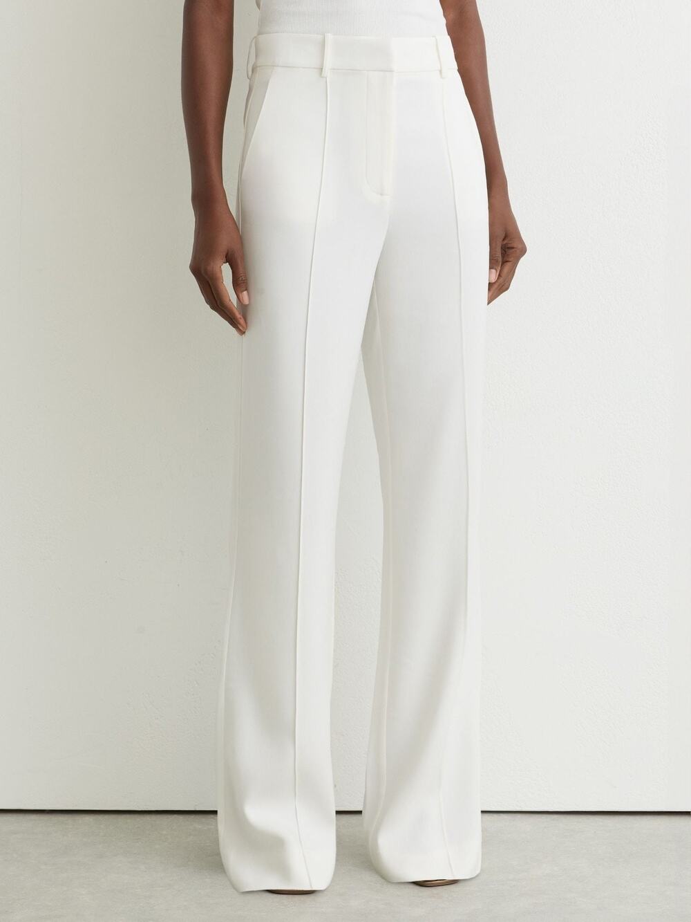 Reiss Ivory Quinn Wide Leg Seam Detail Trouser Pants US 10